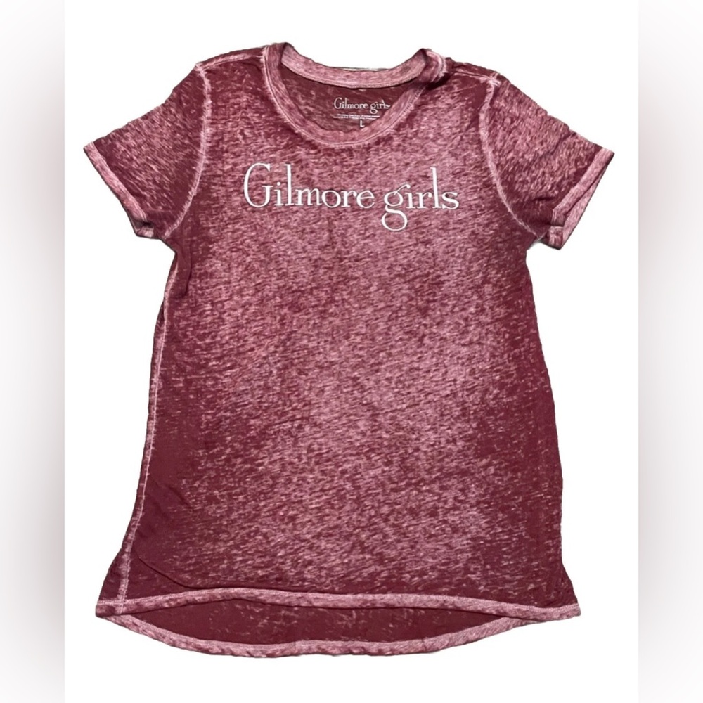 Gilmore Girls TV Show Women's LARGE T-Shirt Burgundy Burnout Sheer Fitted Merch